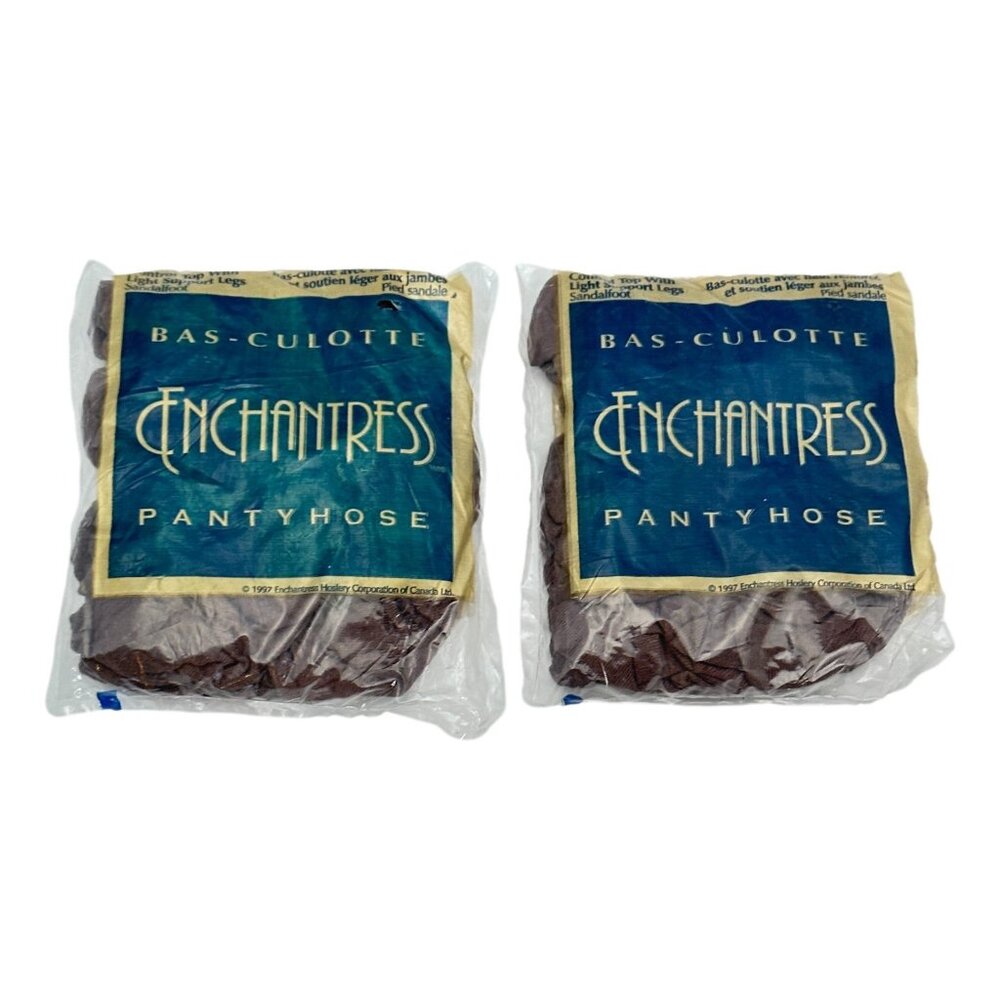 Vintage Enchantress Pantyhose‎ Lot 2 Queen Size  Taupe Control Sandalfoot 070505